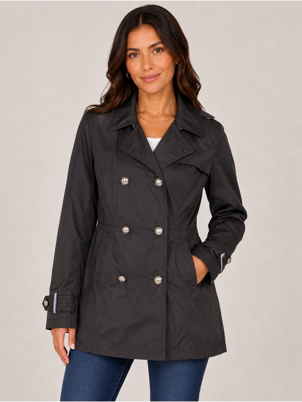 Vince Camuto Black Double Breasted Trench Coat XL